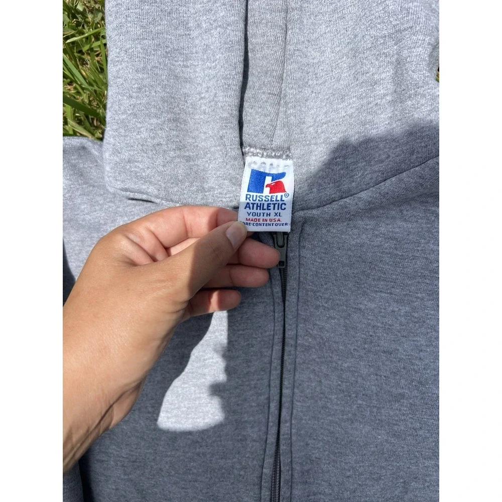 Vintage 90s Russell Athletic Zip Up Hoodie Mens XS Gray Fleece Sweater Y2K